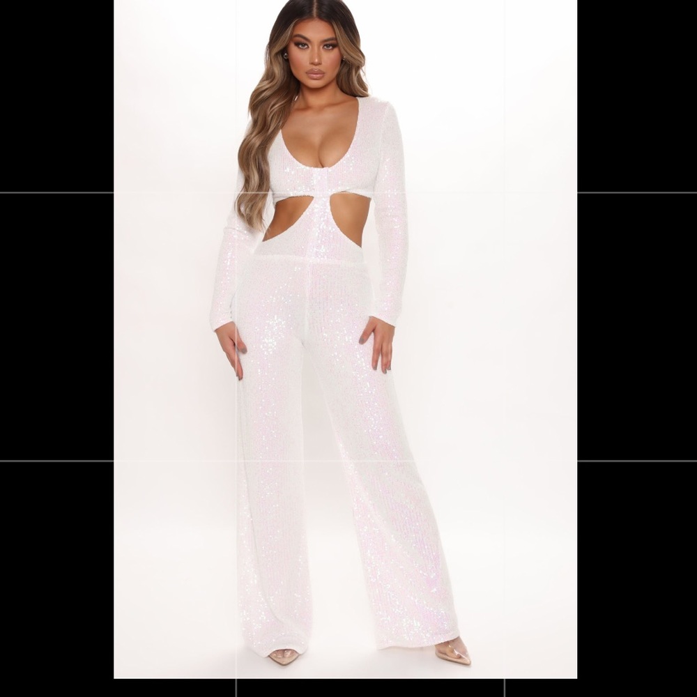 White Sequin Jumpsuit